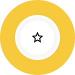 Minimalist icon featuring a black star in a white circle surrounded by a black ring and a bold yellow outer circle, symbolizing focus, clarity, and excellence.