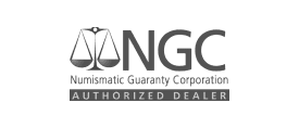 NGC logo featuring a stylized scales graphic symbolizing balance and impartiality, with bold acronym and full name denoting authority in numismatics certification.