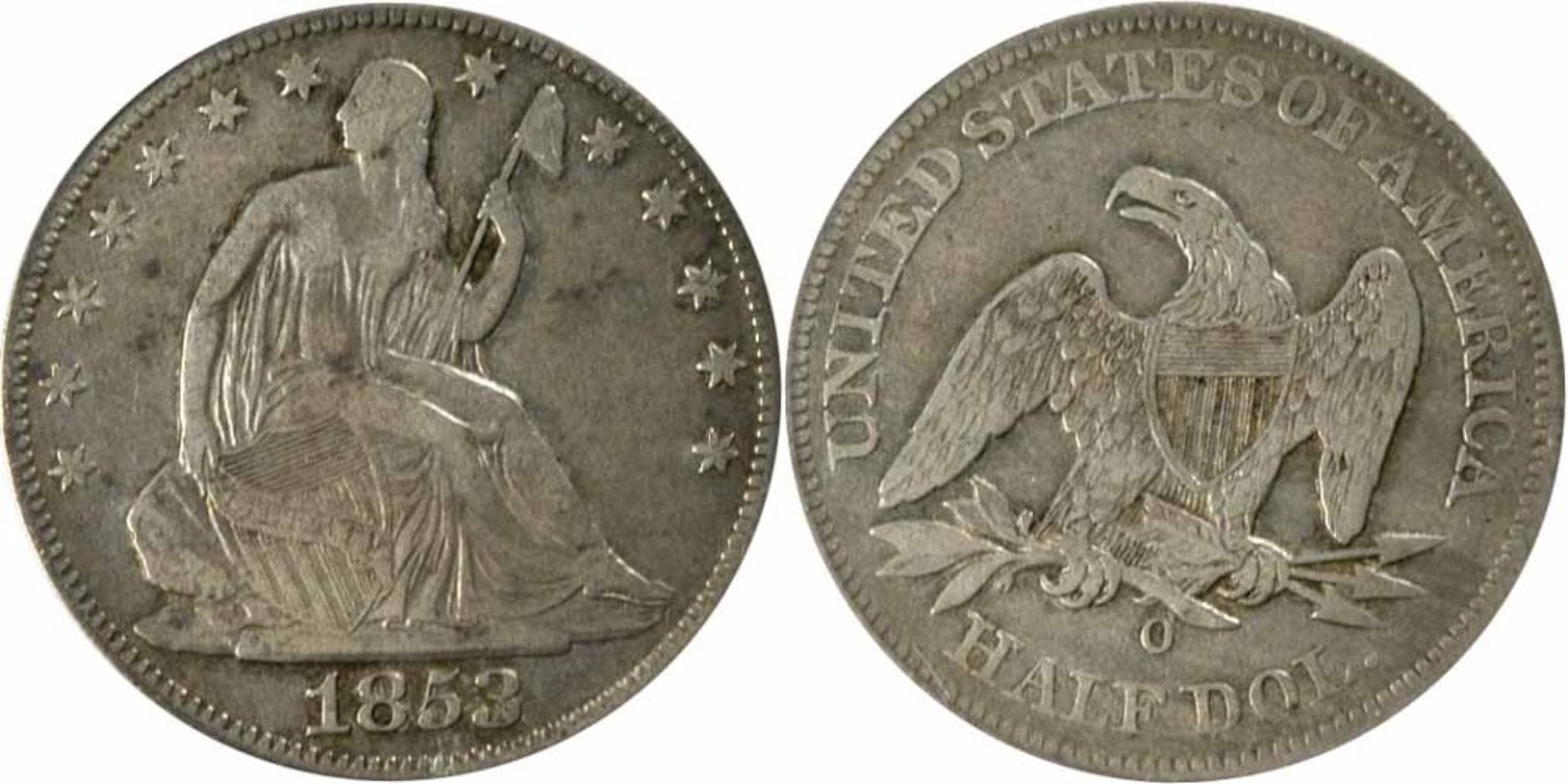 1853-O No Arrows Silver Half Dollar