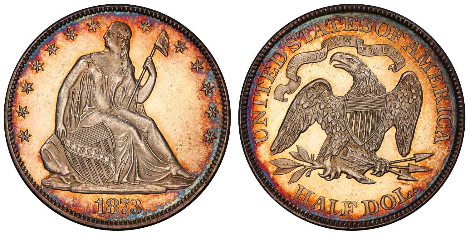 1873 Open 3 Half Silver Dollar