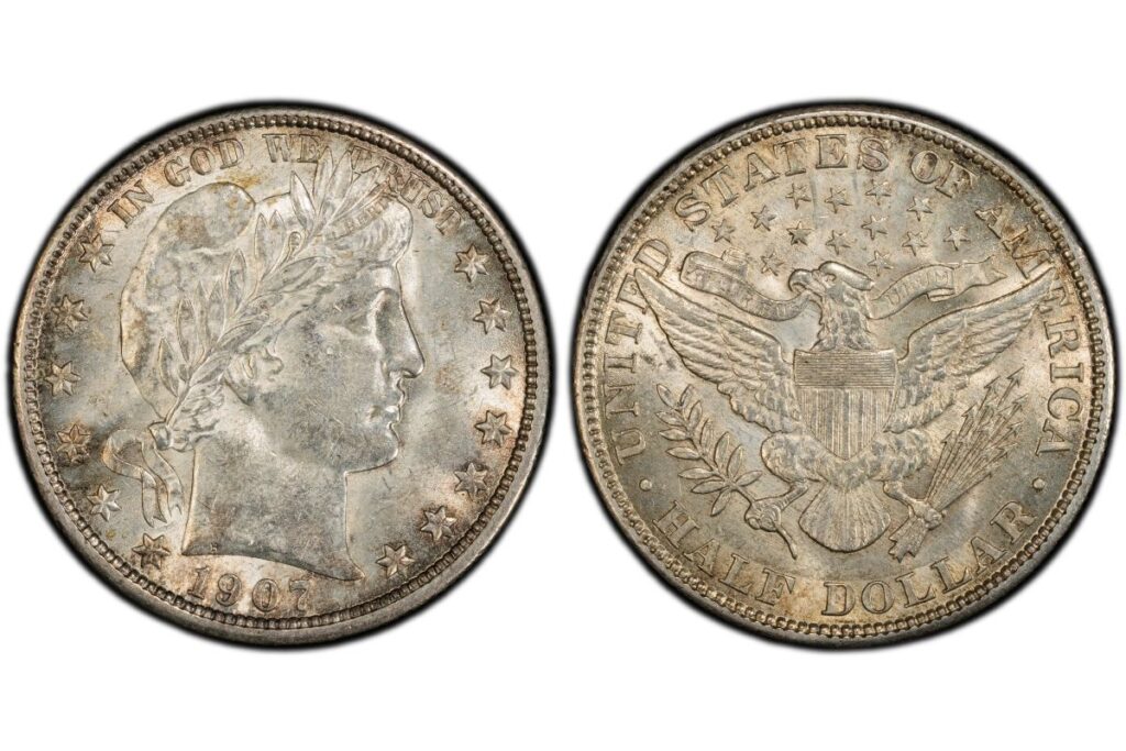 Barber Silver Half Dollar Value Guide: 10 Valuable Barber Half Dollars 2 1907 Barber Half Dollar Obverse and Reverse - Coinfully