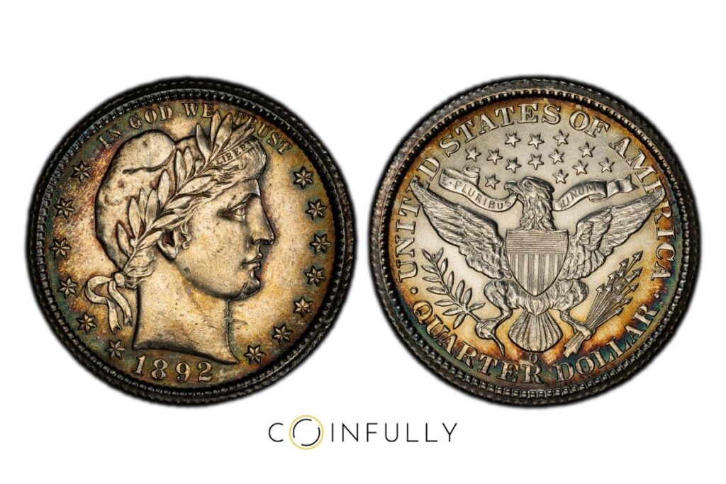 6 Most Valuable Draped Bust Quarters: Coin Value Guide 7 1892-O Barber Quarter - Coinfully