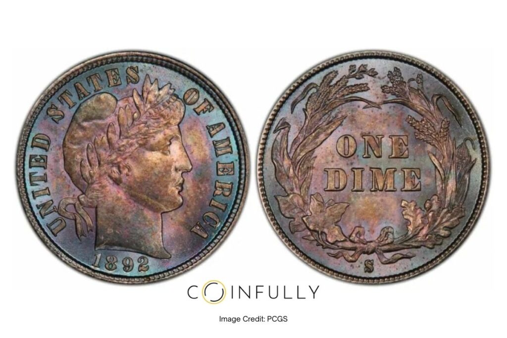 10 Most Valuable Barber Dimes (1892–1916) 9 1892-S Barber Dime Obverse and Reverse - Coinfully