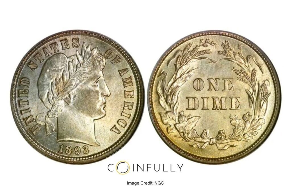 10 Most Valuable Barber Dimes (1892–1916) 7 1893_2 Overdate Barber Dime Obverse and Reverse - Coinfully