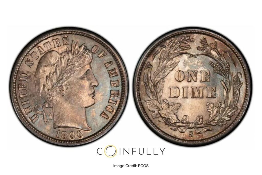 10 Most Valuable Barber Dimes (1892–1916) 5 1896-S Barber Dime Obverse and Reverse - Coinfully