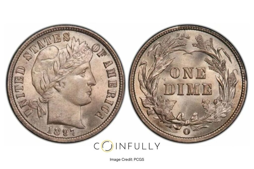 10 Most Valuable Barber Dimes (1892–1916) 6 1897-O Barber Dime Obverse and Reverse - Coinfully
