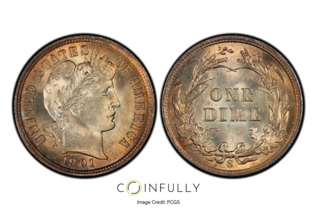 10 Most Valuable Barber Dimes (1892–1916) 3 1901-S Barber Dime Obverse and Reverse - Coinfully