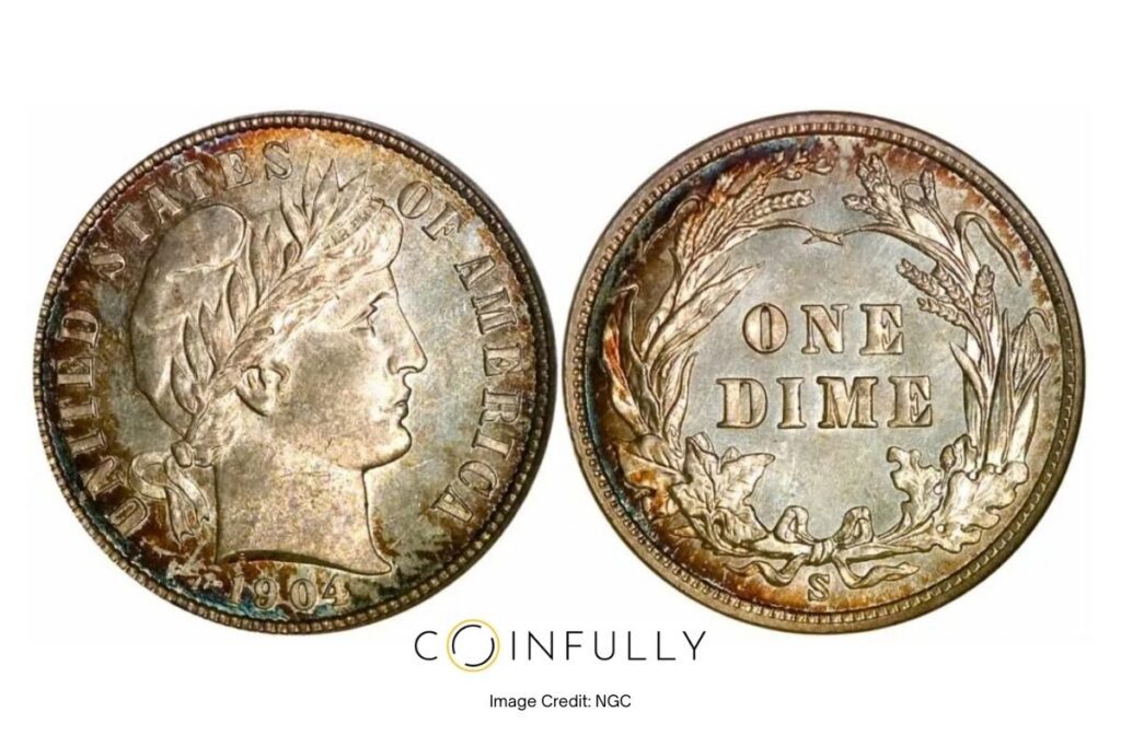 10 Most Valuable Barber Dimes (1892–1916) 10 1904-S Barber Dime Obverse and Reverse - Coinfully