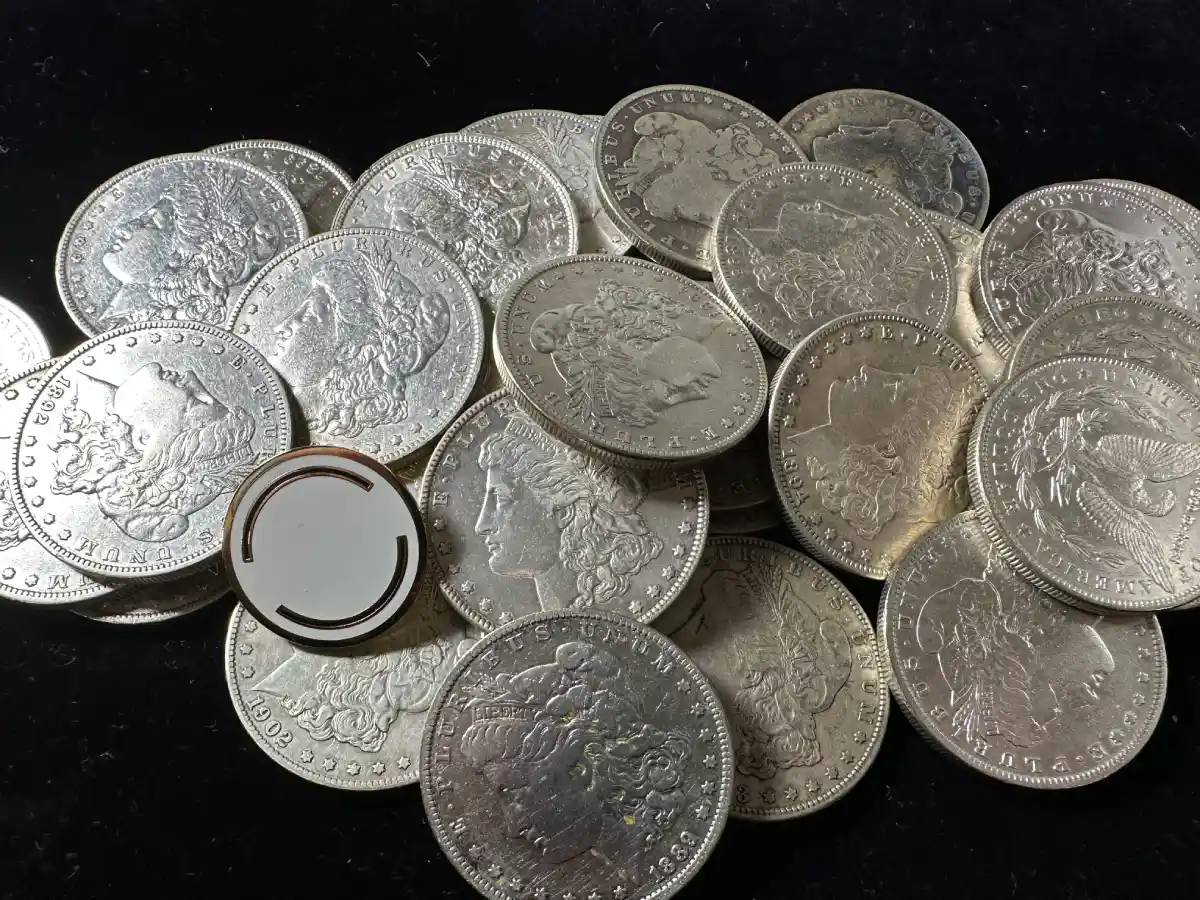 Silver coin collection neatly compiled on a surface, prepping for a profitable coin sale in arizona.