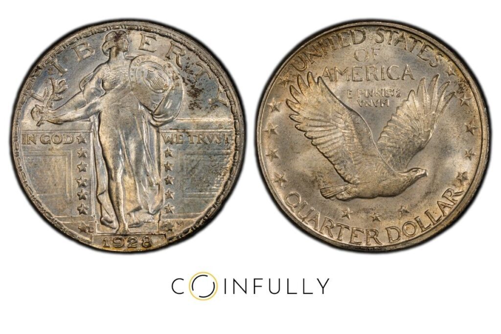 How To Tell if a Coin Is Silver Testing Options - 1928 Standing Liberty Quarter - Coinfully