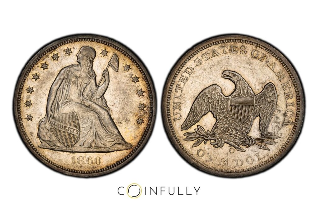 1860-O Liberty Seated Dollar - Coinfully